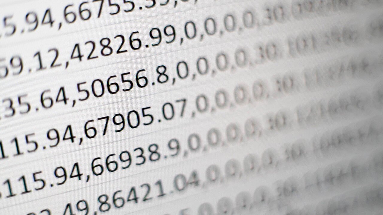 Spread sheet full of numbers