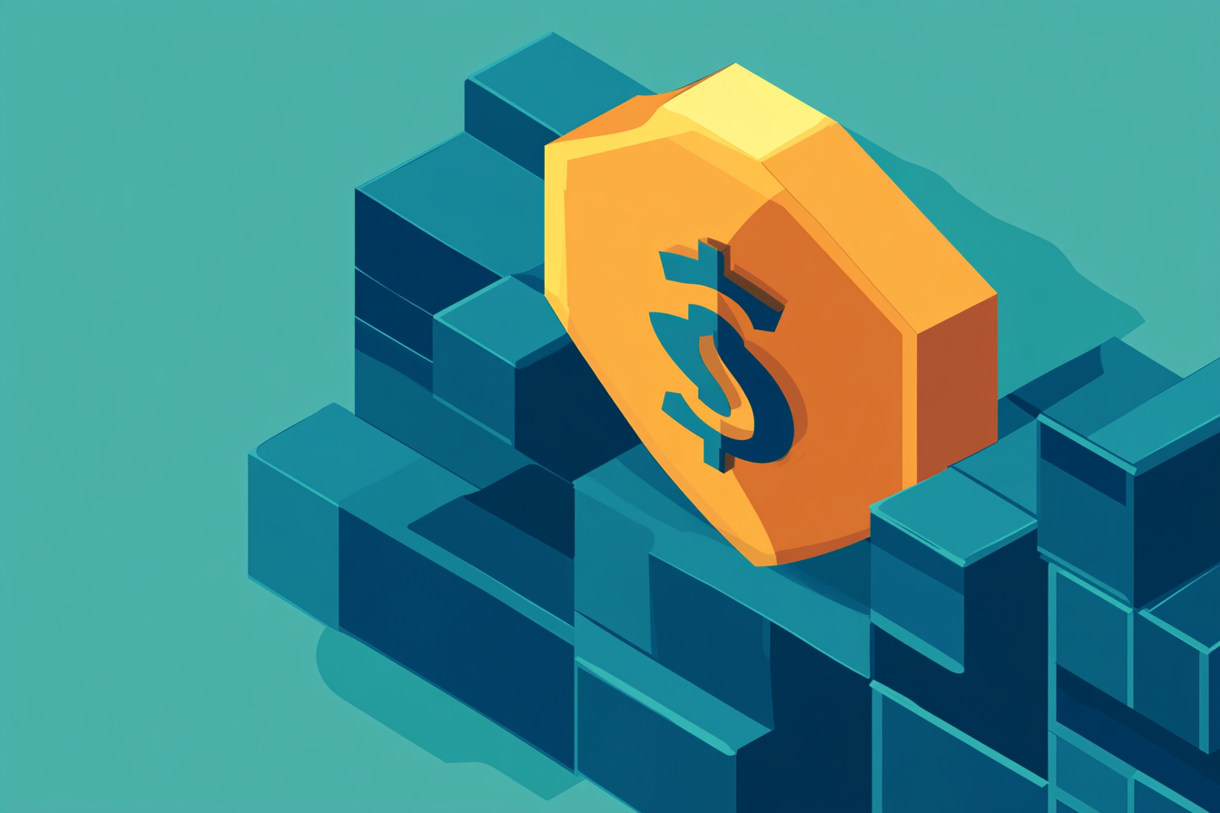 Dollar sign shield on isometric background