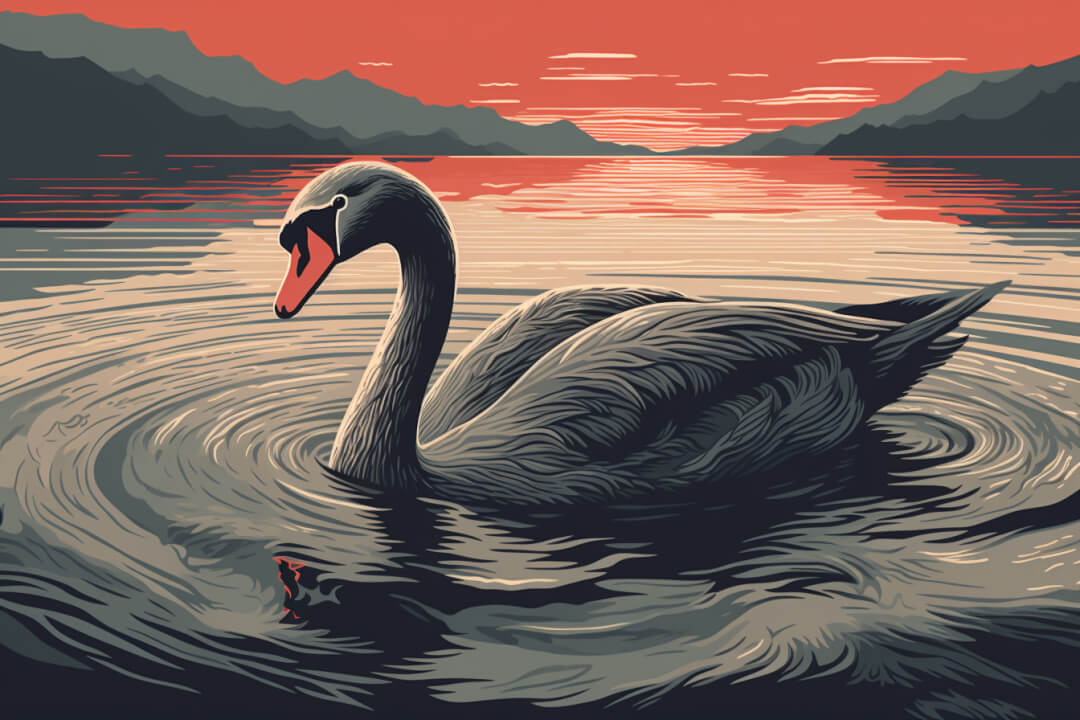 Painted swan in water